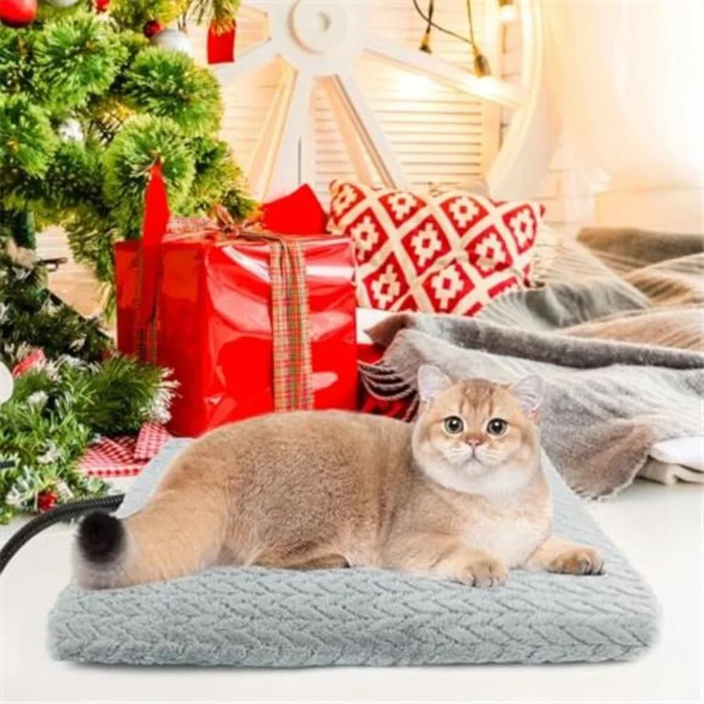Heated Cat Bed Dog Warming Pad Adjustable Temperature Timer Soft Pet Electric